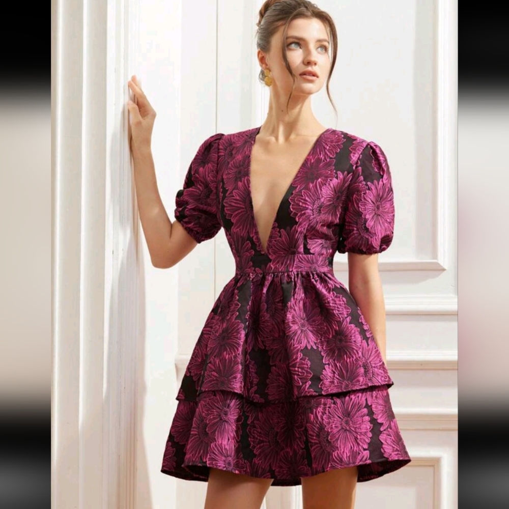 Elegant Floral Pink Dress